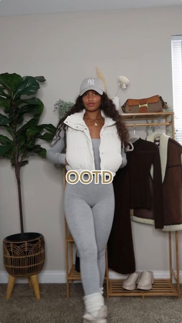 Ash West on Instagram: "This is gonna be my go-to fall fit 🥵 ⬇️⬇️ Jumpsuit - @ohpolly Vest & leg warmers- @zara Hat - @urbanoutfitters Shoes - @hm" Zara Hats, Fall Fit, Fitted Jumpsuit, October 15, Leg Warmers, Ash, Urban Outfitters, Jumpsuit, Zara