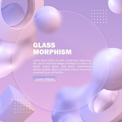 3d Design Website, Glass Effect Design, Glass Effect Graphic Design, Dreamy Graphic Design, 3d Design Poster, Pastel Graphic Design, Abstract 3d Design, Pastel Banner, Glass Morphism