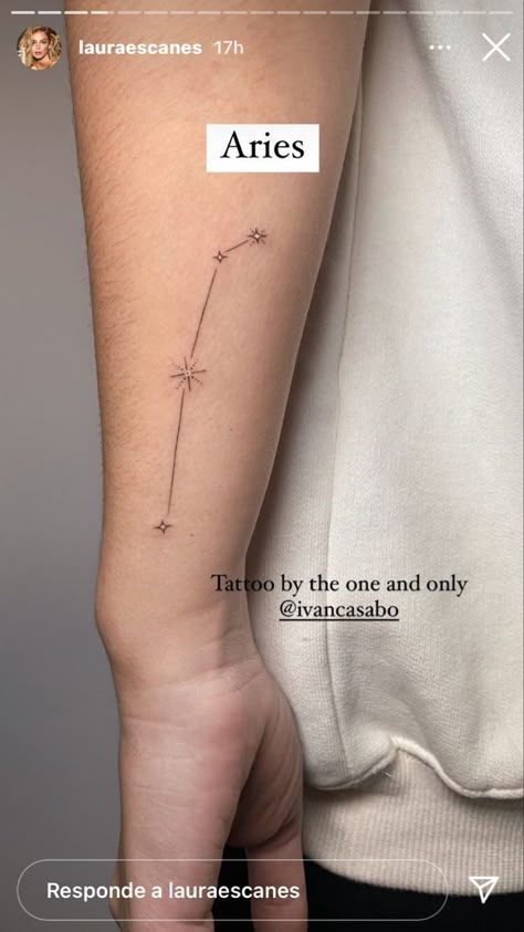 Aries Tattoo Star Constellations, Aries Constalation Tatoos, Aires Constilation Tattoo, Constellation Tattoo Aries, Aries Constellation Tattoo Minimalist, Aries Fine Line Tattoo, Astrology Tattoo Aries, Aries Tattoo Constellation, Aries Star Tattoo