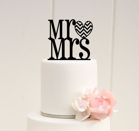 Mr & Mrs Chevron Print Heart Wedding Cake by ThePinkOwlGifts Heart Wedding Cake, Art Deco Wedding Inspiration, Heart Wedding Cake Topper, Music Note Heart, Heart Wedding Cakes, Custom Wedding Cake Toppers, Cool Wedding Cakes, Pink Owl, Wedding Cake Inspiration