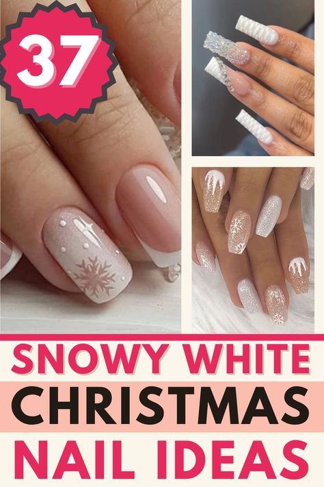 Christmas is the time to be jolly and festive but that doeesn't mean you cant have white christmas nails this season. These white christmas nails feature everything you are looking for in a nail. You'll find white christmas nails short, white christmas nails long, white christmas nails simple, white christmas nails cute and so much more White Holiday Nails Short, White Square Christmas Nails, Cute December Nails Simple, White Sparkle Nails Christmas, Christmas French Tip Nails Snowflakes, Snow Flake Nails Christmas, Holiday French Manicure Winter Nails, White Holiday Nails Acrylic, White Xmas Nails Acrylic