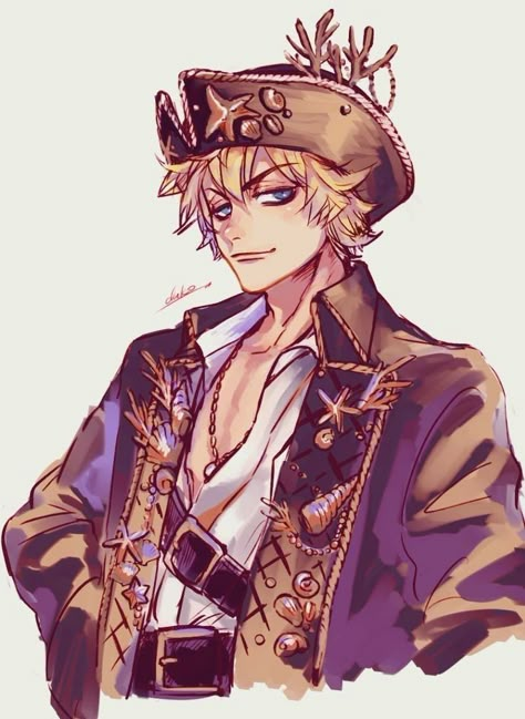 Twisted Wonderland Boyfriend, Dnd Pirates, Twst Fanart, Anime Pirate, Pirate Boy, Oc Manga, Pirate Outfit, Pirate Art, Wonder Boys