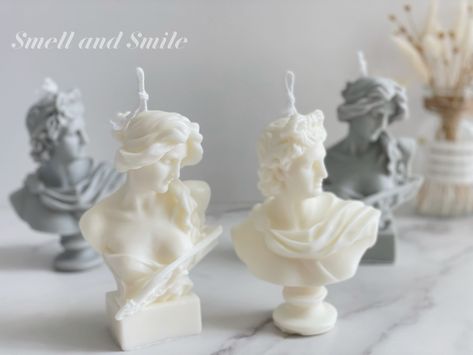 Greek God/goddess Bust Statue Candle Apollo Sculpture - Etsy Australia Apollo Sculpture, Statue Candle, Candle Sculpture, Sculpture Candle, Yoga Candles, White Raspberry, Christmas Tree Scent, Roman Candle, Rainbow Candle