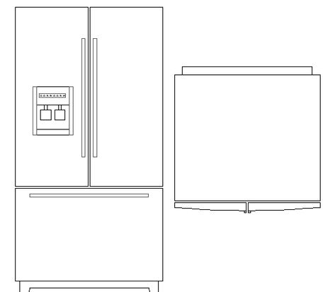 Creative fridge elevation design block dwg file.Creative fridge elevation design block that includes a detailed view of fridge front elevation, side elevation, fridge front design for multi purpose uses. Fridge Sketch, Fridge Drawing, Side Elevation, Electrical Cad, Elevation Drawing, Fridge Top, Tv Wall Decor, Elevation Design, Drawing Block