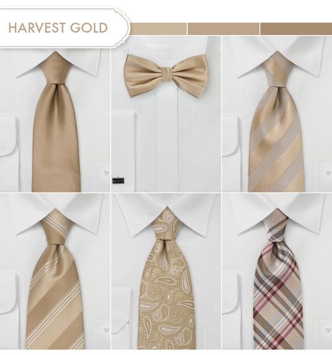 Groom and Groomsmen Ties in Harvest Gold. Groom = solid or metallic LIGHT almost pale champagne gold. Groomsmen = a print like the paisley. Skinny ties. White Jeans For Men, White Tuxedo Wedding, Mens Wedding Ties, Grooms Party, White Tux, Groom Suits, Groomsmen Ties, White Jeans Men, Gold Wedding Theme