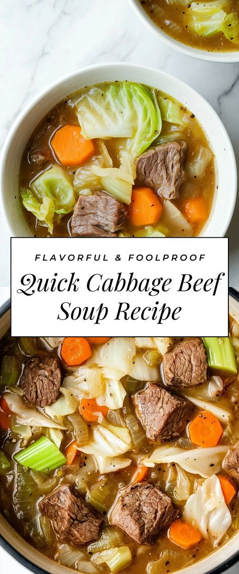 Image for Quick Cabbage Beef Soup Recipe Cabbage Beef Soup Recipe, Cabbage Beef Soup, Beef And Cabbage Soup, Cabbage Beef, Beef Cabbage Soup, Cold Weather Soup, Steak Soup, Cabbage Stew, Soup Lovers