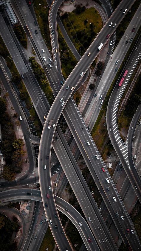 Gallery of Drone Photographs of Bogotá's Grand Architecture Show the "Unedited" Side of the City - 9 City Top View, Future Africa, Road Engineering, Highway Photography, Transportation Photography, City Transportation, Grand Architecture, Drone Flying, Degree Design