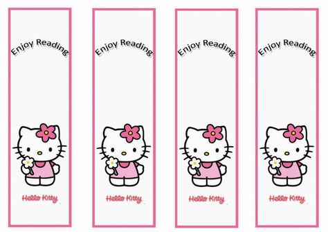 Hello Kitty Bookmarks – Birthday Printable Hello Kitty Bookmark, Kitty Bookmarks, Hello Kitty Birthday Invitations, Hello Kitty Book, Hello Kitty Printables, Study Planner Printable, Hello Kitty Crafts, Mickey Mouse Parties, Bookmark Craft