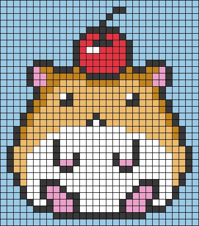 Ferret Pixel Art, Pixel Art 2 Colors, Pixel Art 20x20 Grid, Big Alpha Patterns, Chibi Fruit, Pixel Art Ideas Cute, Animal Pixel Art, Pixel Art Animals, Crochet Baby Doll