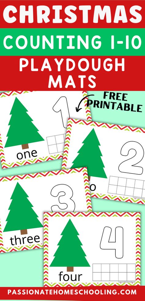 Playdough Counting Mats Free Printable, Holiday Playdough Mats, Abc Playdough Mats Free, Christmas Tree Playdough, Christmas Themes Preschool, Christmas Printables Preschool, Christmas Preschool Math Activities, Christmas Activities For 2 Year, Christmas In Preschool