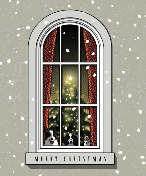 Christmas Window Illustration, Christmas Bazar, Candle Illustration, Christmas Doors, Winter Drawings, Window Illustration, Minimal Architecture, Classy Christmas, Christmas Paper Crafts