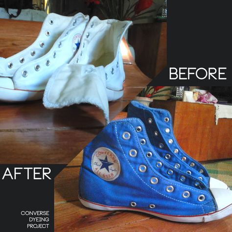 Picture of Dyeing Converse Sneakers using Venus Dye Dye Converse, Tie Dye Converse, Color Converse, Painted Converse, Diy Tie Dye Designs, Tie Dye Shoes, Shoe Painting, How To Dye Shoes, Rit Dye