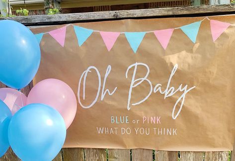 Got to do this cute little banner for a gender reveal a few weeks ago💕🩵🩷🩵 #genderreveal #genderrevealparty #genderrevealbanner #banner #bannerdesign #partydecor Gender Reveal Facebook Cover Photo, Gender Reveal Banner Ideas, Outside Gender Reveal Ideas, Baby Shower Banner Ideas, Party Banner Ideas, Diy Posters, Painted Banners, Gender Reveal Decor, Twin Gender Reveal