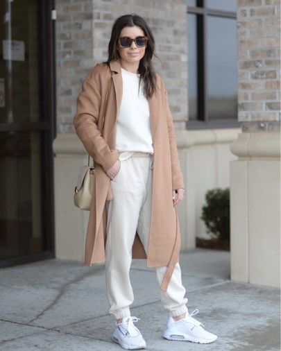 Outfit Jogger, Airplane Outfit, Airplane Outfits, Joggers Outfit, Vacation Outfit, Target Style, Camel Coat, Neutral Outfit, Loungewear Set