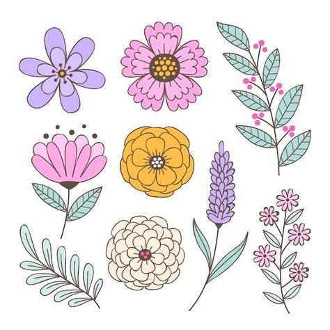 Summer Flower Doodles, Cute Flower Doodles, Cute Flower Designs, Flowers Doodles, Flowers Doodle, Cute Flower Drawing, Simple Flower Drawing, Clip Art Frames Borders, Flower Doodle