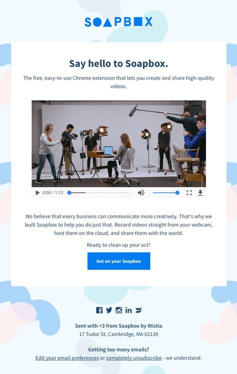 In this example, Wistia embedded their video directly into the email to announce a new tool. They followed the video best practices and turned off the autoplay option, so it doesn’t start playing the moment a reader opens it.  Better yet, they also added a quick and concise message right above the video, so, if the video in the email doesn’t play, readers still know what the message is about. Newsletter Examples, Email Template Design, Email Newsletter Design, Email Design Inspiration, Email Marketing Campaign, Email Template, Canva Tutorial, Newsletter Design, Best Email