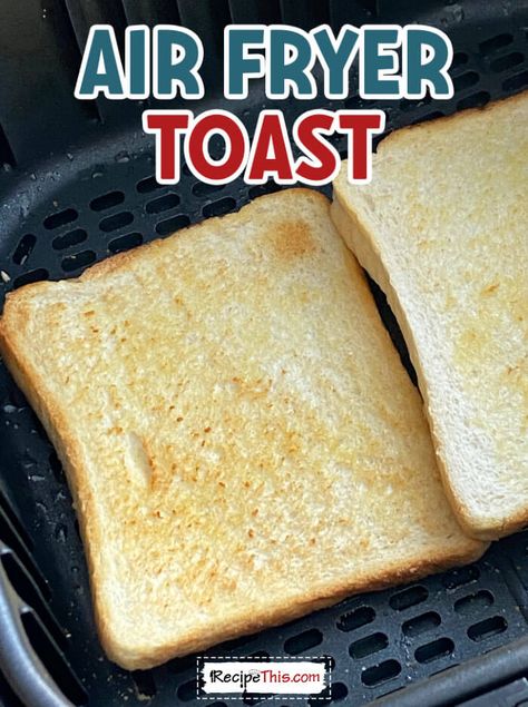 Air Fryer Toast. How to use an air fryer to toast bread. Perfect for if you want to throw away your toaster and make your toast in air fryer. Toast In Air Fryer, Air Fryer Toast, Soup Maker Recipes, Air Fryer Fish, Bread Maker Recipes, Ice Cream Maker Recipes, Air Fryer Oven Recipes, Toast Bread, Air Fryer Recipes Chicken