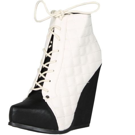 Qupid Womens Obstacle03 Closed Pointy Toe Quilted Lace Up Zipper Wedge... ($40) ❤ liked on Polyvore featuring shoes, boots, ankle booties, wedge bootie, lace up platform bootie, lace up booties, lace up high heel booties and lace up wedge bootie Steampunk Shoes, Ankle Boots Lace, High Heel Ankle Boots, Shoes Hack, Lace Up High Heels, Wedge Bootie, Platform Wedge Heels, Pointy Toe Flats, Boots Platform