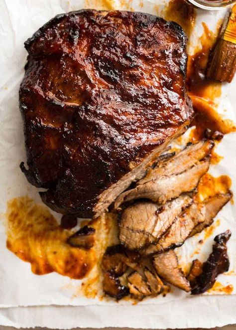 Overhead photo of Slow Cooker BBQ Beef Brisket Beef Brisket Slow Cooker, Bbq Beef Brisket, Slow Cooker Bbq Beef, Tin Eats, Slow Cooked Brisket, Slow Cooker Brisket, Brisket Recipe, Beef Brisket Recipes, Bbq Brisket