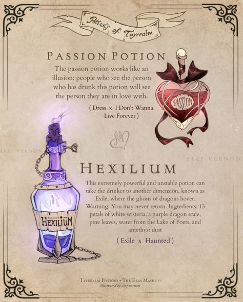 Taylor Swift Knights, Harry Potter Potion Ingredients, Alef Vernon Art, Alef Vernon, Fantasy Creatures Mythology, Harry Potter Scrapbook, Potions Book, Potions Recipes, Taylor Swift Art