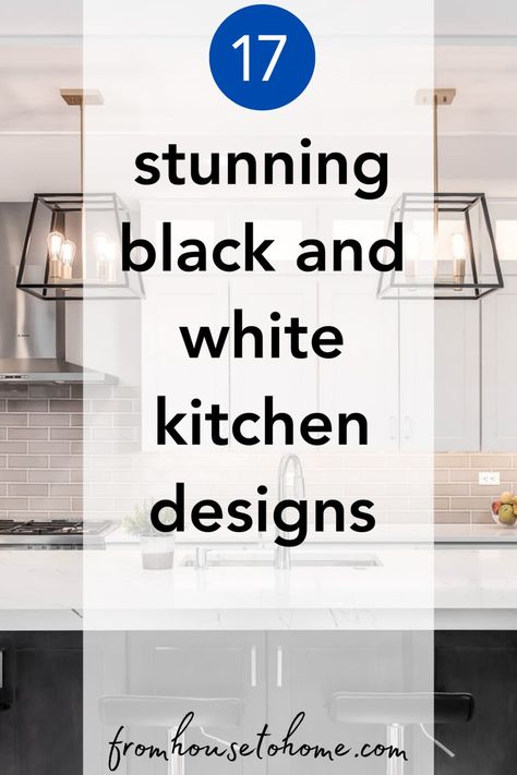 17 stunning black and white kitchen designs Black Decor Ideas, White Classic Kitchen, Black And White Kitchens, Black And White Kitchen Decor, White Kitchen Designs, Modern Kitchen Photos, Black Kitchen Countertops, Kitchen Cabinet Organization Ideas, Cabinet Glass Doors