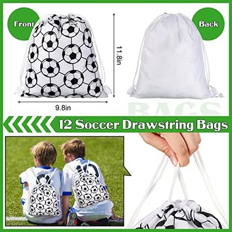 Gergean Ideas, Soccer Party Decorations, Soccer Party Favors, Soccer Theme Parties, Soccer Drawing, Mini Soccer, Soccer Birthday Parties, Soccer Bag, Birthday Giveaways