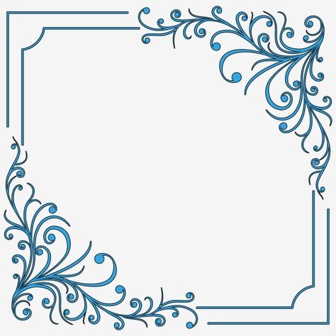 Blue Frame Border, French Clipart, Floral Pattern Simple, Blue Flower Clipart, Floral Frame Background, Swirl Border, Ornament Clipart, Png Border, Blue Flowers Background