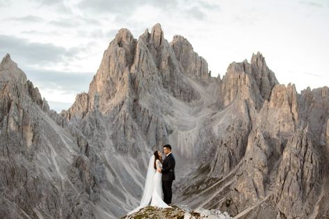 Tre Cime Elopement in the Dolomites Wedding Dolomites, Elopement Italy, Dolomites Elopement, Exchanging Rings, Europe Elopement, Italian Elopement, Mountain Photoshoot, Sunrise Wedding, Italian Dolomites