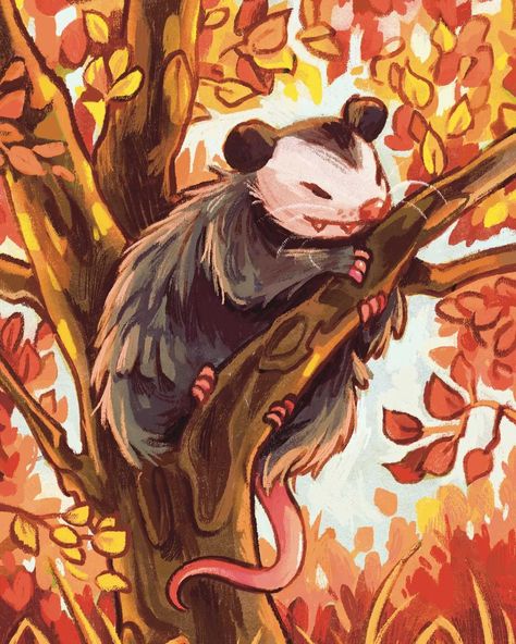 Cottagecore Animals, Cow Artwork, Animal Paintings Acrylic, Awesome Possum, Spring Animals, Fall Trees, Fall Colours, Crochet Mushroom, Fun To Draw