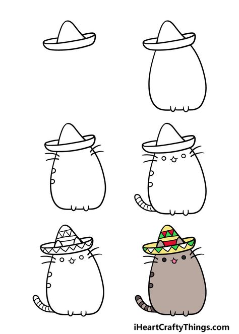 Easy Drawing Tutorials Step By Step Cute, Cat Drawing Step By Step, Step By Step Cat Drawing, How To Draw Pusheen Step By Step, How To Draw A Cat Step By Step, How To Draw A Pusheen Cat, Pusheen Drawings Step By Step, Cute Cat Drawing Step By Step, Cute Pusheen Drawings