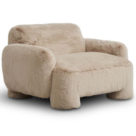 Mingh Chair, Boden Pewter-Furniture - Chairs-High Fashion Home Shearling Armchair, Shearling Accent Chair, Shearling Ottoman, Sheep Skin Chair, Fur Chair, Living Room Setup, Fabric Accent Chair, Matching Furniture, Chic Living