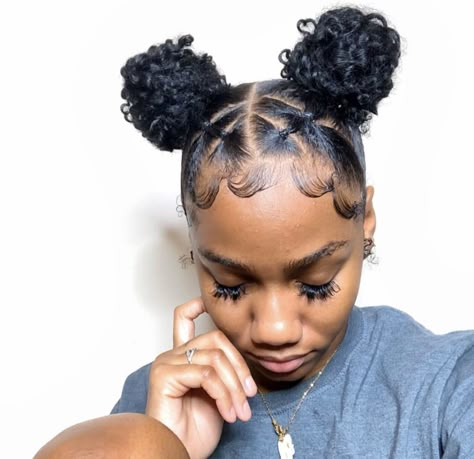 Washday Hairstyle, Cute Hairstyles For Short Hair Black Ppl, Puffy Hairstyles, Band Hairstyles, Natural Hair Ponytail, Hairstyle Ideas Easy, Short Natural Curly Hair, Two Buns, Cute Natural Hairstyles