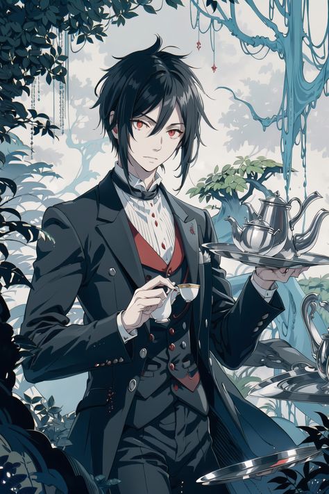 Black butler Butler Pose Reference, Waltz Reference, Butler Pose, Sebastian Michaelis, Waltz, Pose Reference, Tray, Anime, Black