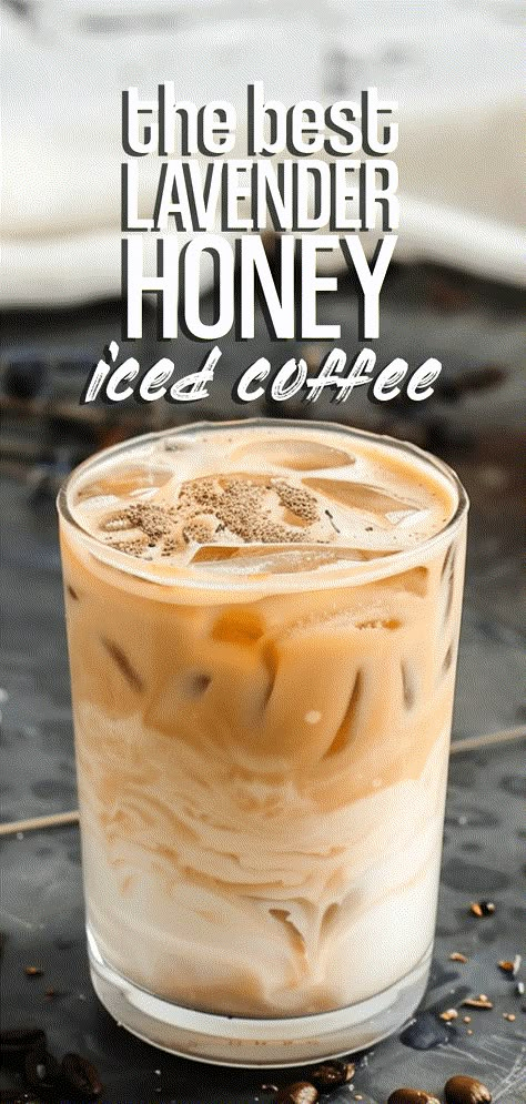 Lavender Honey Iced Coffee [15 Minutes] – Chasety Lavender Honey Latte, Lavender Coffee Recipes, Honey Coffee Recipe, Honey Iced Coffee, Coffee Shop Recipes, Nespresso Drinks, Honey Lavender Latte, Homemade Iced Coffee Recipe, Lavender Coffee