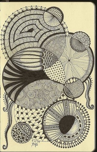 Examples of Zentangle Project | Exploring Visual Art Circle Zentangle, Circle Doodles, Arte Doodle, Tangle Patterns, Zentangle Drawings, Doodles Zentangles, Hur Man Målar, Circle Art, Ink On Paper