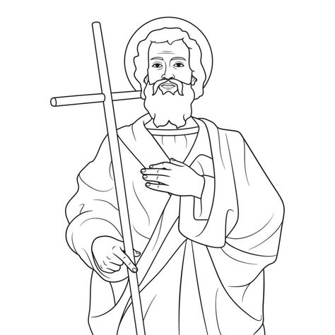 Santo Felipe el apóstol vector ilustración contorno monocromo John Baptist, Saint John The Baptist, Saint Philip, Saint John, John The Baptist, Catholic Church, St John, Art Inspo, Free Download