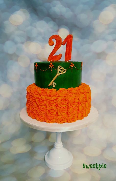 Orange and green birthday cake Green Birthday Cake, Orange Birthday Cake, Green Birthday Cakes, Orange Birthday, Green Birthday, Green Cake, Sweet Cooking, Orange Cake, Cake Designs Birthday