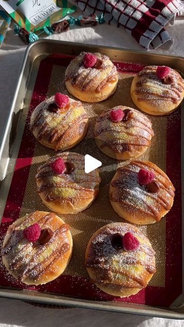 Desserts | Sweets | Recipes on Instagram: "Brioche Caramel Custard Buns 💛
Recipe makes 8 buns.

Dough:
330g bread flour
165g whole milk
40g granulated sugar
5g instant yeast
6g salt
1 egg
60g butter (chilled)

Custard filling:
1 egg
2 yolks
1 tsp vanilla
12g corn starch
40g granulated sugar
250g milk (hot)

Topping:
bag of @bequetconfections caramel
handful of berries
powdered sugar

1. To the bowl of a stand mixer, add all dough ingredients except for butter. Using the dough hook attachment, mix until the dough comes together. Then add the butter a few pieces at a time and knead until fully incorporated
2. Let the dough rise for 1.5-2hrs or until doubled in size
3. Meanwhile make your custard. Whisk together all custard ingredients except for milk. Then slowly add in the hot milk and whi Custard Buns, Caramel Custard, Buns Recipe, Dough Ingredients, Custard Filling, Bun Recipe, Instant Yeast, Stand Mixer, Bread Flour