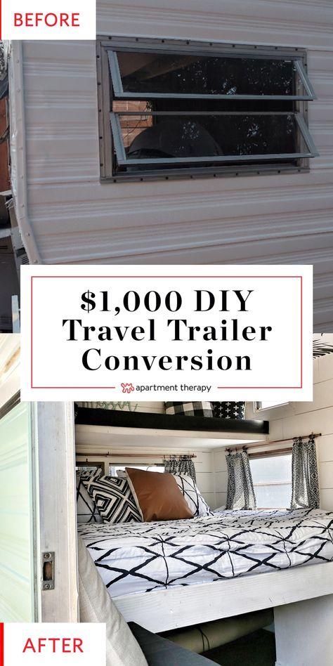 Small Travel Trailer Remodel - Vintage Layton | Apartment Therapy Diy Travel Trailer, Trailer Conversion, Small Travel Trailers, Camper Trailer Remodel, Camper Hacks, Vintage Camper Remodel, Trailer Diy, Trailer Decor, Caravan Renovation