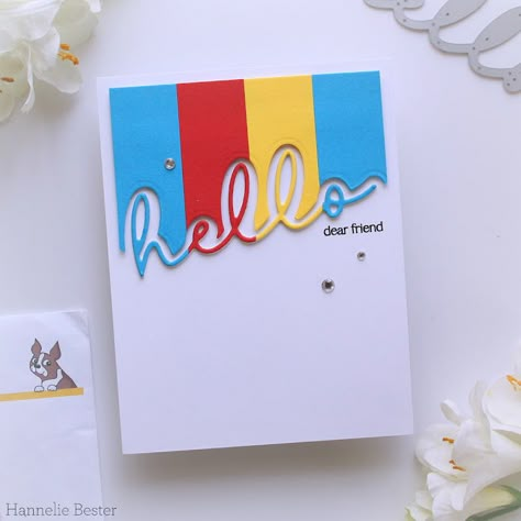 desert diva : Hello dear friend Hello Cards Handmade, Strip Cards, Creative Card Ideas, Card Sketches Templates, Clean And Simple Cards, Alphabet Number, Cas Cards, Hello Cards, Creative Card