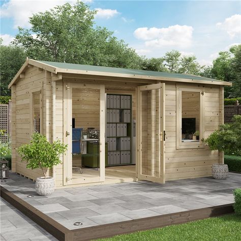 Garden Log Cabin, Georgian Windows, Log Cabin Sheds, Garden Log Cabins, Tongue And Groove Cladding, Kent Homes, Log Cabins For Sale, Garden Cabins, Log Wall