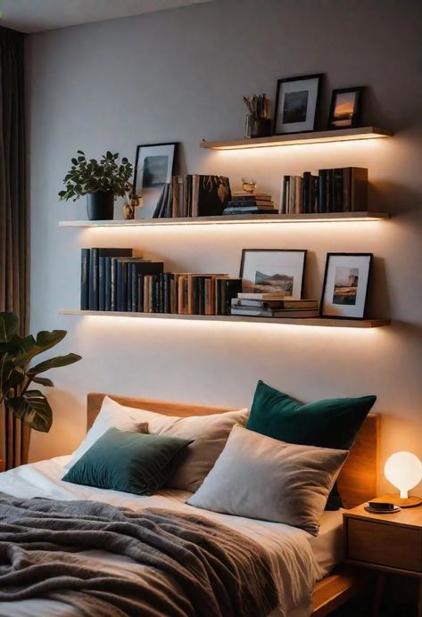 Glow Up Your Bedroom: 33 Chic and Cozy LED Aesthetic Ideas 24 Led Lights Under Bed, Mood Lighting Bedroom, Led Aesthetic, Minimal Bedroom Ideas, Men's Bedroom Design, Ideas For Bedrooms, Apartment Lighting, Small Bedroom Inspiration, Picture Wall Bedroom