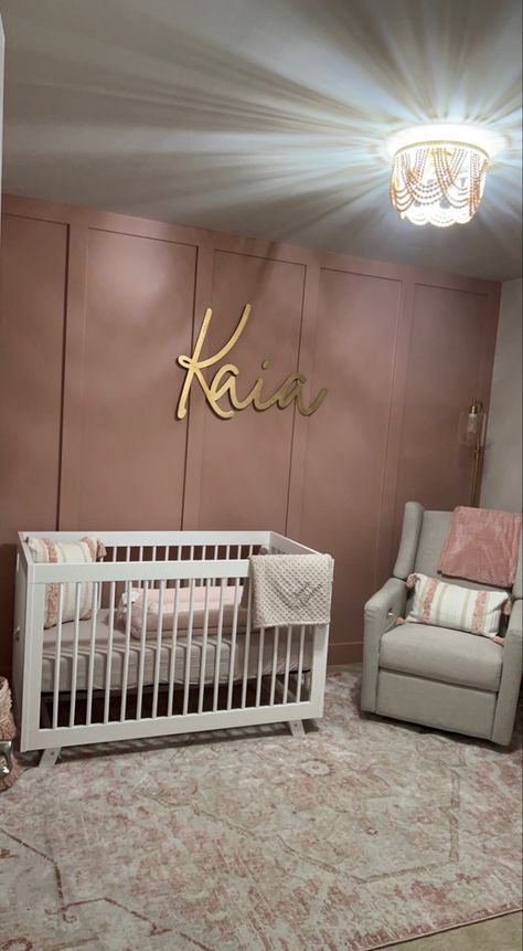 Pink Girls Nursery, Blush Pink Nursery Decor, Rose Pink Nursery, Cabbage Rose Sherwin Williams Nursery, Blush Pink Baby Nursery, Pink Accent Nursery, Blush Pink Accent Wall Nursery, Rose Themed Nursery, Rose Pink Nursery Wall