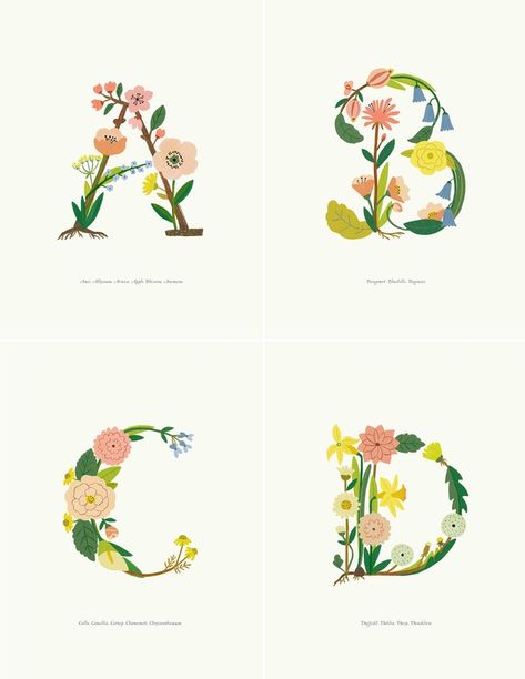 Watercolour Lettering, Botanical Alphabet, Alphabet Prints, Bday Decor, Planner Board, Floral Typography, Mothers Day Poster, Nature Watercolor, Large Art Prints