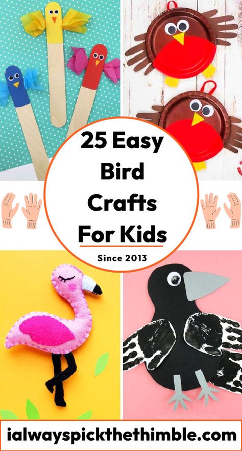 Paper Plate Bird Crafts Preschool, Bird Crafts For Kindergarten, Easy Bird Crafts For Preschoolers, Bird Watching Activities For Kids, Bird Week Preschool Activities, Birds Arts And Crafts For Kids, Bird Crafts For Kids Easy, Birds For Preschoolers, Bird Crafts For Toddlers