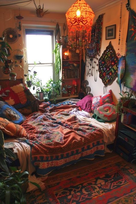 Small Bedroom Inspirations, Eclectic Decor Bedroom, Bedroom Ideas Inspiration, Boho Bedroom Ideas, Vintage Bedroom, Bohemian Bedroom, Apartment Decor Inspiration, Bedroom Vintage, Dream Room Inspiration