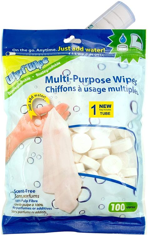 Amazon.com: WYSI Multi-Purpose Expandable Wipes, Just Add Water - 100 Compressed Tablets and Travel Tube : Health & Household Water Wipes, Reusable Wipes, Clean Sink, Cleansing Wipes, Wet Wipe, Baby Wipes, Cleaning Clothes, Fragrance Free Products, Backpacking