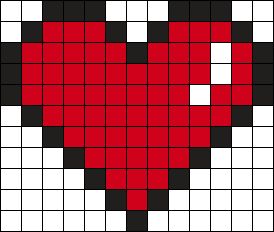 Melty Bead Heart, Heart Fuse Beads, Perler Beads Ideas Heart, Word Perler Bead Patterns, Pixel Art Pattern Heart, Heart Pearler Bead Patterns, Small Heart Perler Bead Pattern, Perler Heart Pattern, Perler Beads Heart Pattern