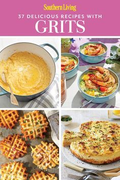 This favorite Southern food isn't just for breakfast! Grits Bar Ideas, Grits Dishes, Grits Bar, Healthy Grits, Grits Recipes, Southern Grits, Grits Casserole, Southern Breakfast, Food Bars