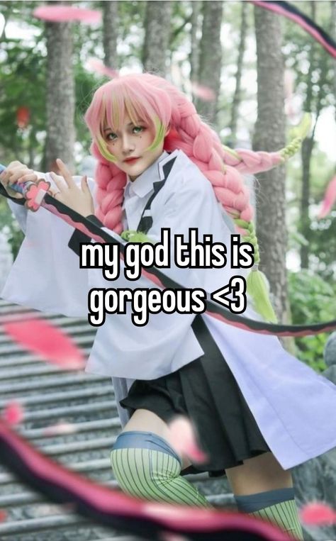 #kny #whisper #anime #mitsuri #cosplay #knywhisper #animewhisper #mitsuriwhisper #cosplaywhisper Mitsuri Hair, Mitsuri Aesthetic, Mitsuri Kanroji Cosplay, Mitsuri Cosplay, Whisper Anime, Anime Cosplay Makeup, Demon Slayer Characters, Kanroji Mitsuri, Slayer Meme